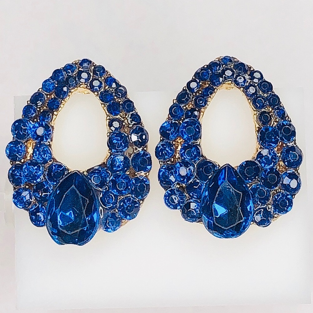 Charm luxury crystal blue rhinestone earrings - Picture 2 of 6